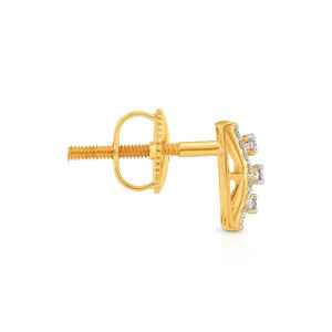Boucles d'oreilles clous en diamant avec ligne rectangulaire dorée - Product Image 2