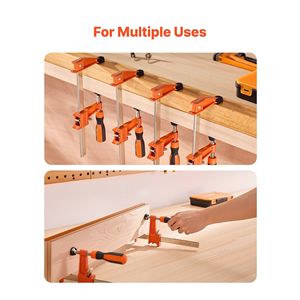 Set di 2 Morsetti a F Bloccabili, Capacità di Carico 600 Libbre, Profondità 2-1/2 Pollici, in Ghisa per Falegnameria, Morsetti a Barra da 6 e 12 Pollici - Product Image 6