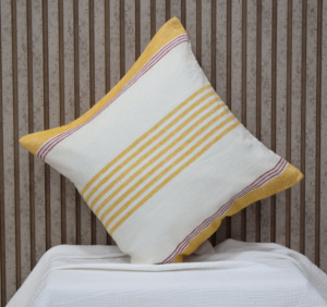 Funda de Cojín 100% Lino Puro con Rayas Amarillas, Fundas Decorativas para Almohadas, Funda de Almohada para Sala de Estar, Fabricante Mayorista - Product Image 3