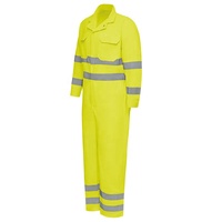 Combinaison de travail haute visibilité pour hommes, uniforme de sécurité en polyester, manches longues, jaune avec bandes réfléchissantes