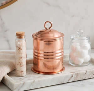 Antique Copper Spice Storage Jar With Lid Round Polished Classic Design Metal Kitchenware Dessert Container And Food Container - Product Image 4