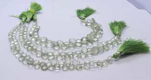 Cuentas facetadas de amatista verde natural en forma de corazón de 8-9 mm, cuentas sueltas de amatista en forma de corazón, 8 cuentas de amatista para la fabricación de joyería. - Product Image 2