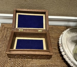 Low Cost Handmade Wooden Treasure <b>Box</b> for Precious Keepsakes, Jewelry, Coins and <b>Memories</b> with Artistic Carved Design - Product Image 4