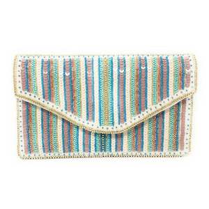 Bolso de Mano de Diseño Bohemio para Mujer, con Motivo Floral Intrincado Hecho a Mano, Bordado con Cuentas Pequeñas - Product Image 1