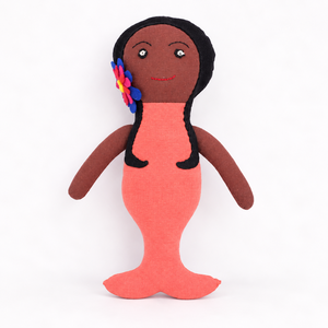 Muñeca de Princesa Sirena de Peluche Hecha a Mano, Juguete de Peluche Suave con Rostro Bordado y Cabello con Flores, Regalo para Niñas - Product Image 1