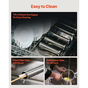 Insaccatrice Manuale Professionale a Doppia Velocità in Acciaio Inossidabile, Capacità 7 LBS/3 L, Verticale, per Insaccare Salsicce e Carne - Product Image 6