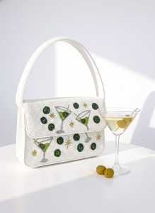 Abanico de mano estilo indio de doble cara, hecho a mano, con bordado de cuentas, perlas de arroz y pedrería, con cremallera, grande, para maquillaje y eventos formales para damas. - Product Image 2