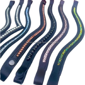 Diseño personalizado hecho en La India Todas las formas de cuero hecho a mano banda de la frente del caballo con muchos colores cristales piedras Bling cadena - Product Image 1