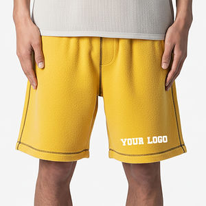 Shorts de jogging pour hommes en tissu toile polyester/coton de haute qualité, molleton épais, taille élastique, couleur unie, pour la gym et la course à pied, 300g - Product Image 4