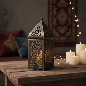 Vintage Wholesale Black <b>Moroccan</b> Metal Iron Ramadan Wind Lamp LED Retro Desktop Turkish <b>Decorative</b> <b>Moroccan</b> Lantern - Product Image 1