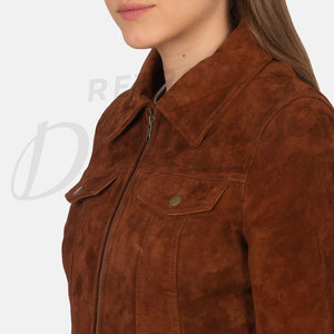 Women's Suede <b>Leather</b> <b>Jacket</b> Women's Heavy Studded Genuine Suede <b>Leather</b> <b>Jacket</b> With Collar 2026 Custom Stand Collar Motorcycles - Product Image 6