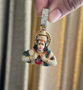 Pendentif Hanuman en Moissanite couleur or, figurine charmante sertie de pierres, collier, bijou, cadeau - Product Image 3
