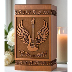 Personalized Rosewood Cremation Urn: Mountain & Moon Engraving Memorial Keepsake by AYAANS - Product Image 1