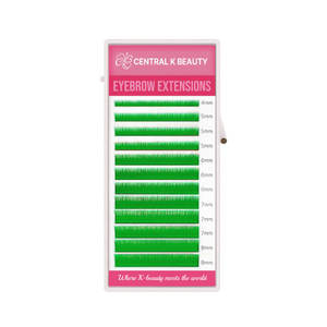 Extensions de cils individuelles personnalisées en gros, faites à la main, en grappe, vertes, marque privée OEM, pour DIY - Product Image 1