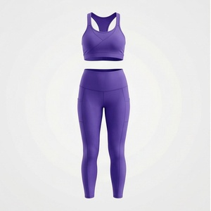 Custom Wholesale Women High Waist <b>Seamless</b> <b>Leggings</b> Sports Bra Set Stretchy 2 Piece Yoga Gym Fitness Wear Apparels - Product Image 1