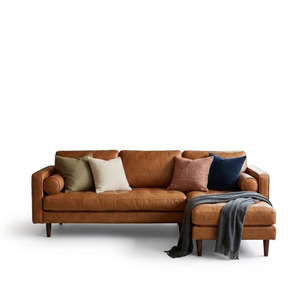Premium Leather Modular Sectional <b>Sofa</b> with Chaise Durable Upholstered Couch for Luxury Apartment Villa and Hotel Interiors - Product Image 1