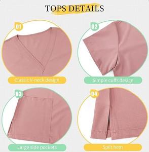 Ensemble de Blouse Médicale et Pantalon Extensible à Manches Longues pour Femme, Uniforme d'Hôpital, Tenue d'Infirmière Personnalisable Jaune, Vente en Gros - Product Image 5