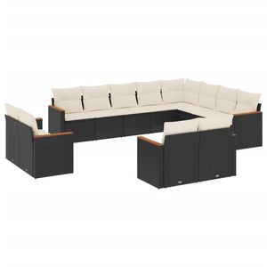 Set divano da giardino in Rattan nero da 12 pezzi con materiali resistenti ai raggi UV - Product Image 2