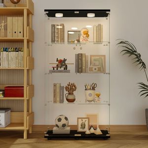 Vetrina e Armadio Espositivo in Vetro Temperato con Luci a LED, Vari Colori, con Serrature per Vino e Archiviazione Documenti - Product Image 2