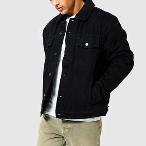 Veste en jean pour homme 100% coton French Terry, col montant, séchage rapide, tendance hip hop, broderie vintage - Product Image 3