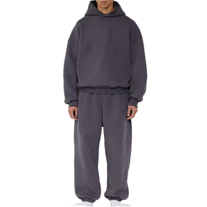 Custom Men’s Dark Gray Tracksuit <b>Set</b> Hoodie <b>Jogger</b> Pants <b>Matching</b> Streetwear Casual Two Piece Sportswear - Product Image 1