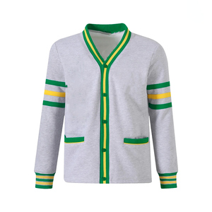 Custom sorority Norfolk State Heather Grey V Neck <b>Fleece</b> <b>Cardigan</b> with custom embroidery service <b>for</b> custom organization apparel - Product Image 1