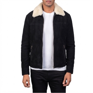 Custom Men's Genuine Sheep Skin Leather <b>Jacket</b> Spring Casual Outdoor <b>Waterproof</b> Coated Stand Collar Zipper <b>Thin</b> High Street - Product Image 1