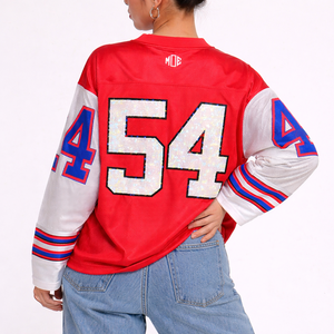 Maillot de football américain unisexe personnalisé en mesh à manches longues avec numéro en strass, style streetwear, coupe ajustée, pour équipe personnalisée, production OEM en gros, USA - Product Image 3