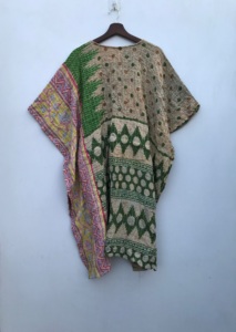 Robe Kaftan en Coton Fait Main pour Femme, Style Kantha Indien, Ample et Bohème, Parfaite comme Cache-Maillot de Plage, Maxi Caftan, Vente en Gros - Product Image 5