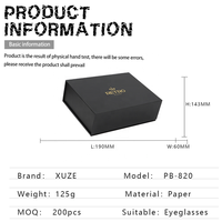 XUZE PB-1025 Coffret Cadeau en Carton pour Lunettes de Soleil et de Vue, Emballage en Carton Noir Recyclé, Logo Personnalisé, 191x60x143mm, MOQ 200 pièces