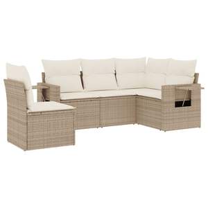 Ensemble de canapés de jardin beige en rotin, mobilier d'extérieur 4 places, résistant aux intempéries, design contemporain - Product Image 4