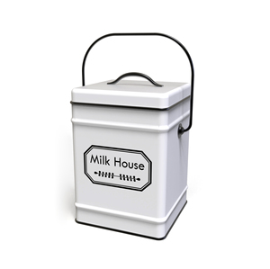 Sticky Buns Storage Canister Rectangle White Metal White with Black Trim Lid Airtight Lid Kitchen Freshness Preservation Vintage - Product Image 3