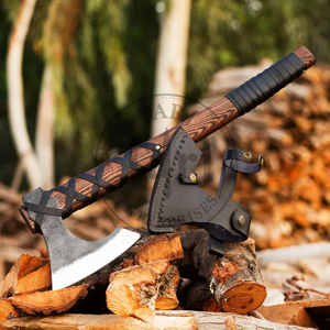 Couteau à pizza artisanal en acier au carbone avec manche en bois et étui en cuir, taille personnalisable - TARJ ENTERPRISES, qualité industrielle - Product Image 1