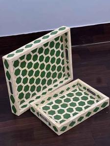 Plateau en os incrusté fait main de luxe pour le service, la décoration de la maison, la table basse, la salle à manger, les cadeaux, qualité supérieure écologique - Product Image 5