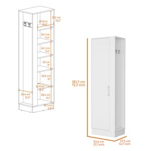 Armadio da parete alto a 2 ante e 6 ripiani, colore bianco, modello Greenville - Product Image 6