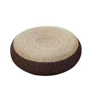 Haute qualité écologique jacinthe d'eau tissé rond rempli de mousse pouf coussin décoration de la maison coussin de siège ODM/OEM Vietnam - Product Image 1