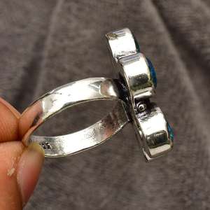 Anillo de Flor de Topacio Azul, Plata de Ley 925, Joyería Hecha a Mano, Gema Azul Natural, Anillo para Mujer, Regalo de Piedra de Nacimiento - Product Image 5