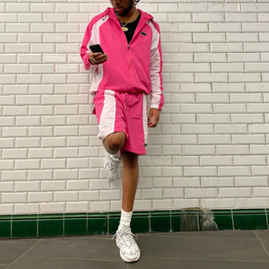 High Quality Custom Color Block Windbreaker Tracksuit Nylon <b>Jacket</b> and Shorts Set for Men Streetwear Sportswear Outfit - Product Image 3