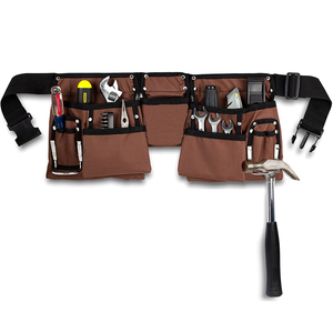 Bolsa de herramientas de cuero para carpinteros, 10 bolsillos, cinturón portaherramientas, electricistas, constructores - Product Image 2