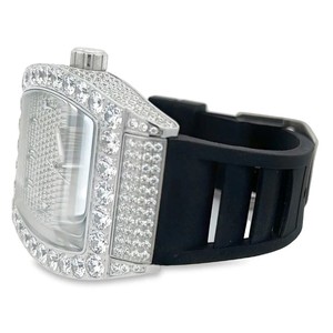 Reloj de Cuarzo Rectangular de Lujo para Mujer con Incrustaciones de Diamantes, Caja de Acero Inoxidable, Correa de Goma, Pantalla Analógica, Esfera de Cristal de Zafiro - Product Image 3