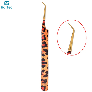 Custom Pattern Print Eyelash Tweezers, Professional Stainless Steel Fiber Tip Volume Lash Tweezers Set with Gold Plated Tips - Product Image 3