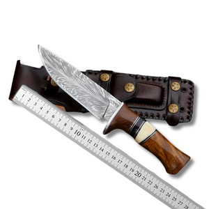Couteau de chasse et de camping artisanal en acier inoxydable A&M ENTERPRISES, manche en bois, qualité industrielle, survie professionnelle, OEM, cuir - Product Image 5