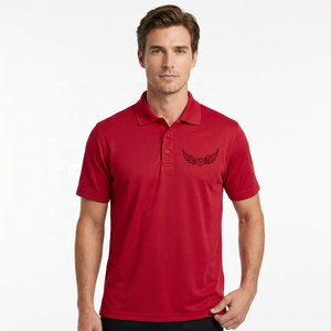 Camisa Polo Oxford de Algodón Roja para Hombre, Manga Corta, Logotipo Bordado, Diseño Casual y Transpirable en la Parte Delantera - Product Image 6