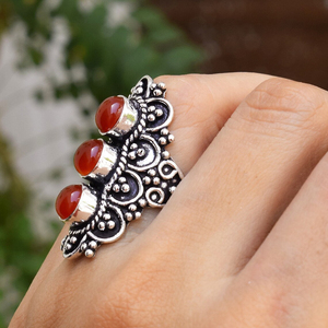 Carnelian Gemstone <b>Ring</b> 925 Sterling <b>Silver</b> Handmade Jewelry Elegant <b>Statement</b> <b>Ring</b> for Women Gift custom jewelry manufacturer - Product Image 4