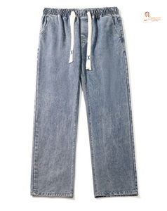 Pantalones Casuales Rectos de Estilo Retro Americano para Hombre, Cintura Media, Lavado Claro, Jeans de Mezclilla Ligeros para Primavera Y2K - Product Image 1