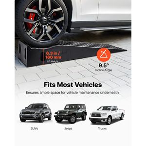 2 Rampe Portatili per Auto ad Alto Profilo, Capacità 13.000 Libbre, Altezza Sollevamento 6,3 Pollici, per Manutenzione Garage Domestico - Product Image 2