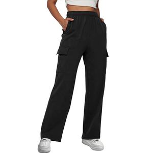 Pantalon évasé de haute qualité pour femmes, mode décontractée, coupe slim, molleton ample, jambe large, pantalon évasé en coton molleton pour femmes - Product Image 5