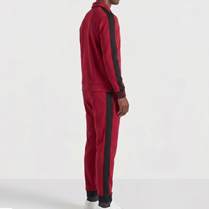 Men's Red Track Suit Full Zip Sweatshirt Joggers Set Stand Collar Style Turn-down Collar <b>Jacket</b> Trouser Set Street Tracksuit Men - Product Image 3