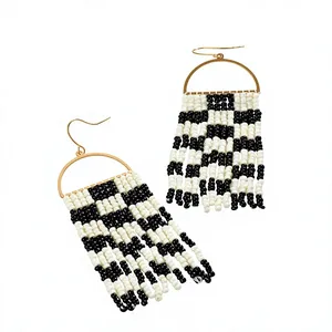 Multicolor boho rice beaded Handmade Glass Beaded Dangle <b>Earrings</b> Women Gold Plated Lead Free Fringe <b>earrings</b> - Product Image 5