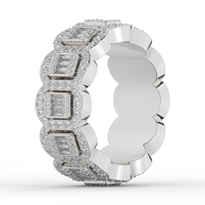 Bague Halo en Argent 925 avec Diamant Moissanite, Cercle Extérieur Entrelacé, Création Fine et Lourde, Cadeau pour Mère, Bague pour Femme - Product Image 6